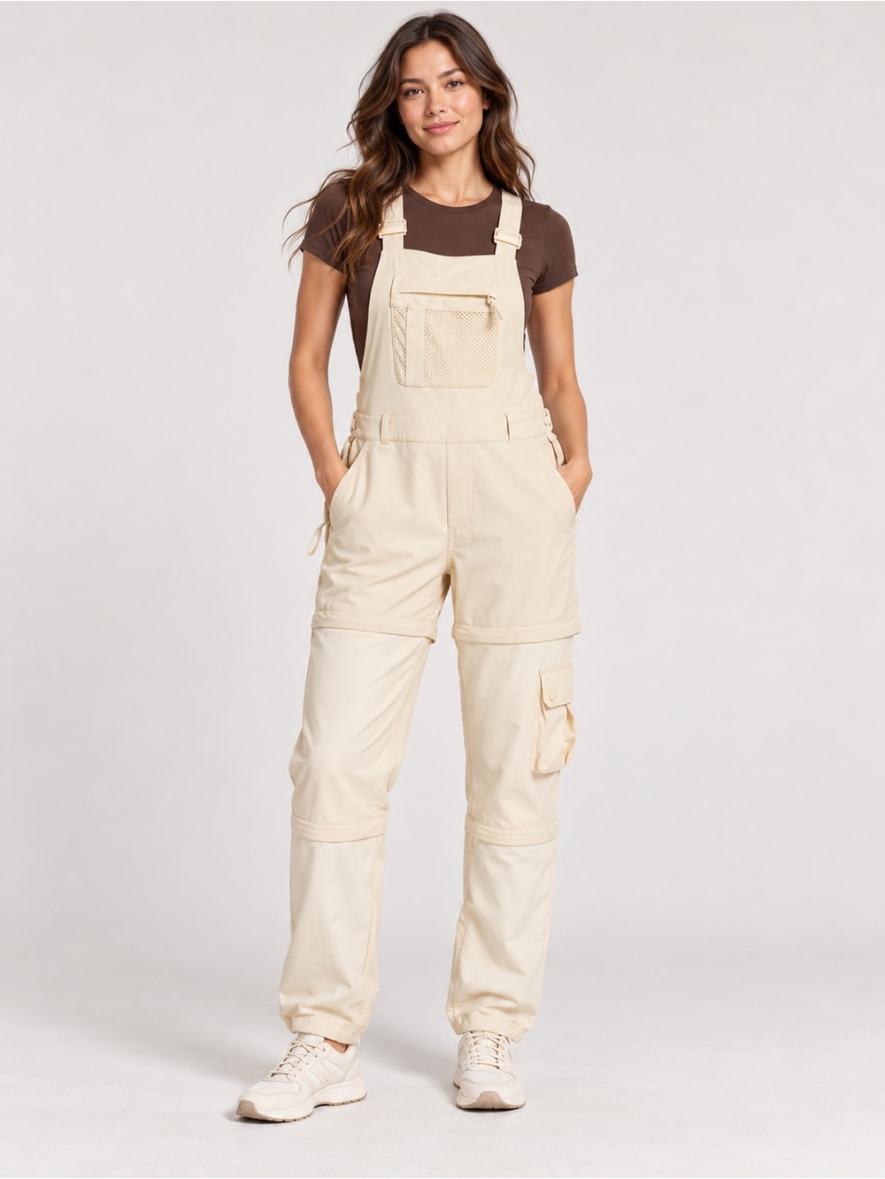 Outdoor Voices Rectrek Convertible Terrastretch Overalls In Linen Vanilla Sugar